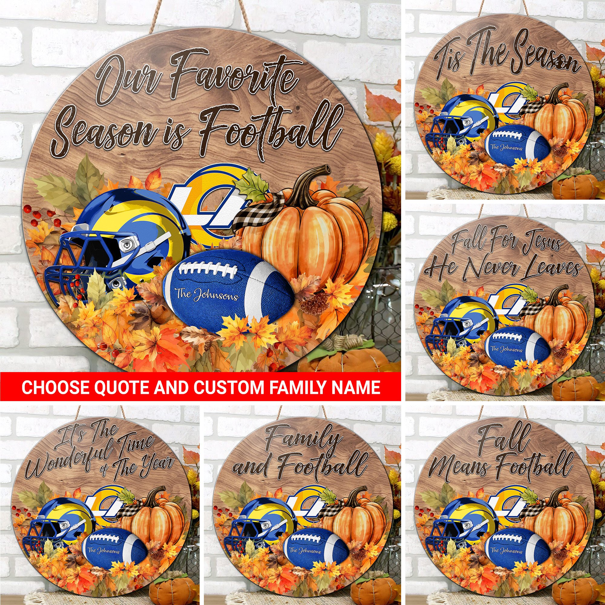 Los Angeles Rams Shape Wooden Sign Custom Your Family Name And Choose Your Quotes, Sport Sign, Sport Gifts For Fan, Home Decorations EHIVM-59899